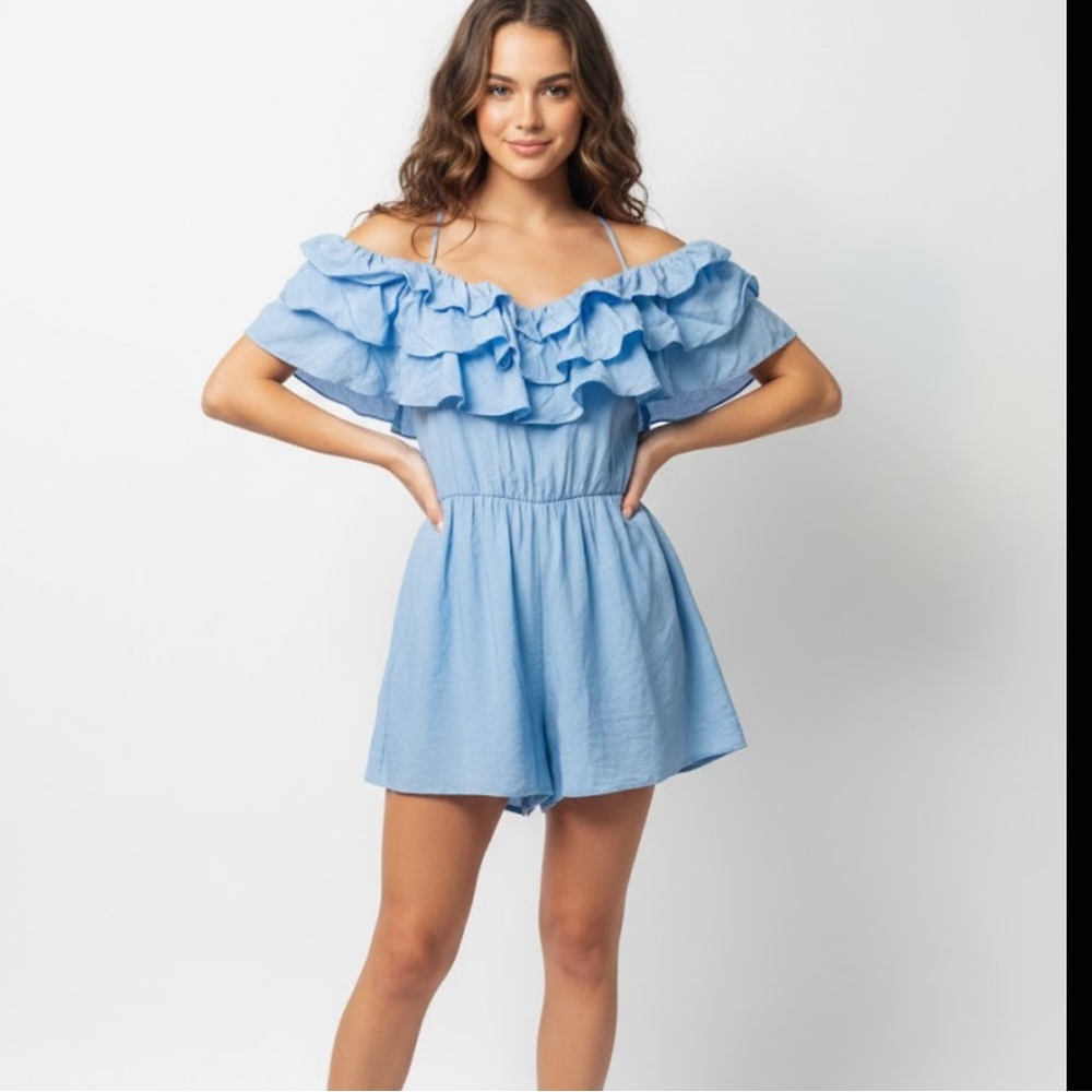 Blue High Waist Women's Shorts